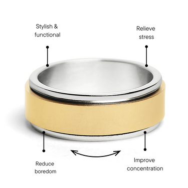 Gold Spinner Center Polished Stainless Steel Ring Lifestyle