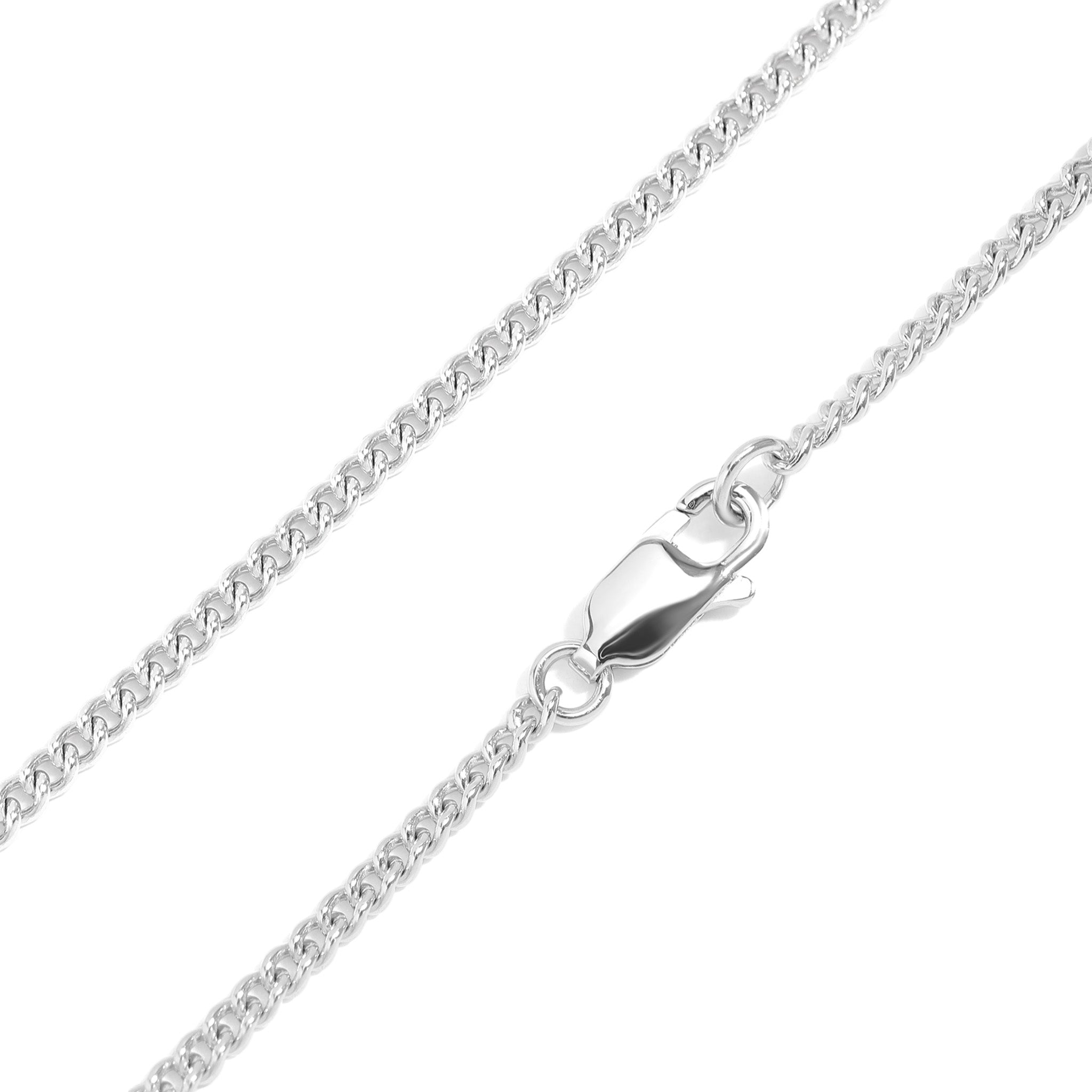 Sterling Silver Platinum Plated Diamond Cut Curb Chain / SSC0002