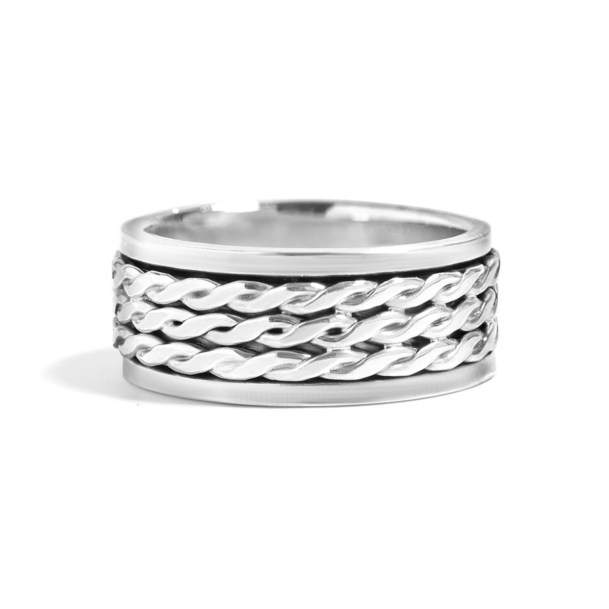 Braided Triple Rope Chain Spinner Ring