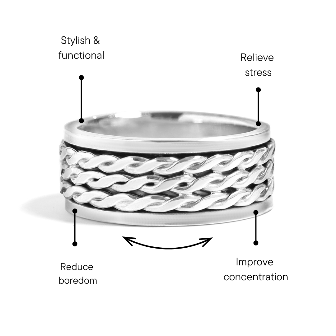 Braided Triple Rope Chain Spinner Ring Feature Graphic