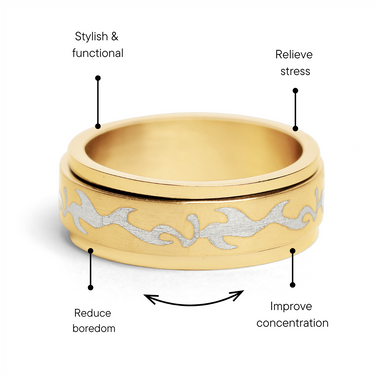 Smoke Gold Stainless Steel Spinner Ring Feature Graphic