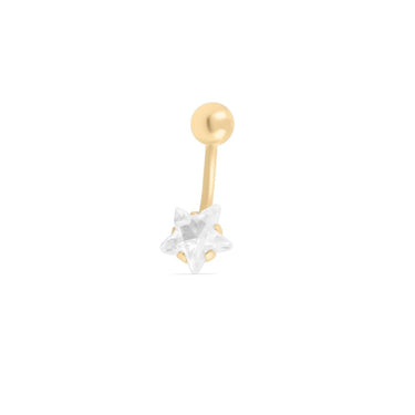 Wholesale jewelry 18K Gold PVD Stainless Steel Star Stone Belly Button Ring- gold main 