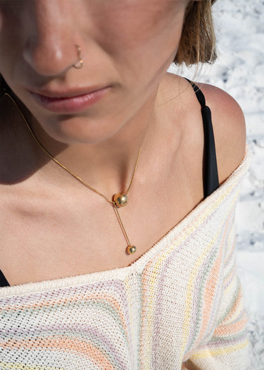 Snake Chain Ball Pendant Necklace Lifestyle