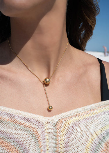 Snake Chain Ball Pendant Necklace Lifestyle