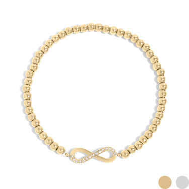 18K Gold PVD Edelstahl Stein Infinity Zeichen Metall Perlen -Dehnungsarmband/BRJ1017