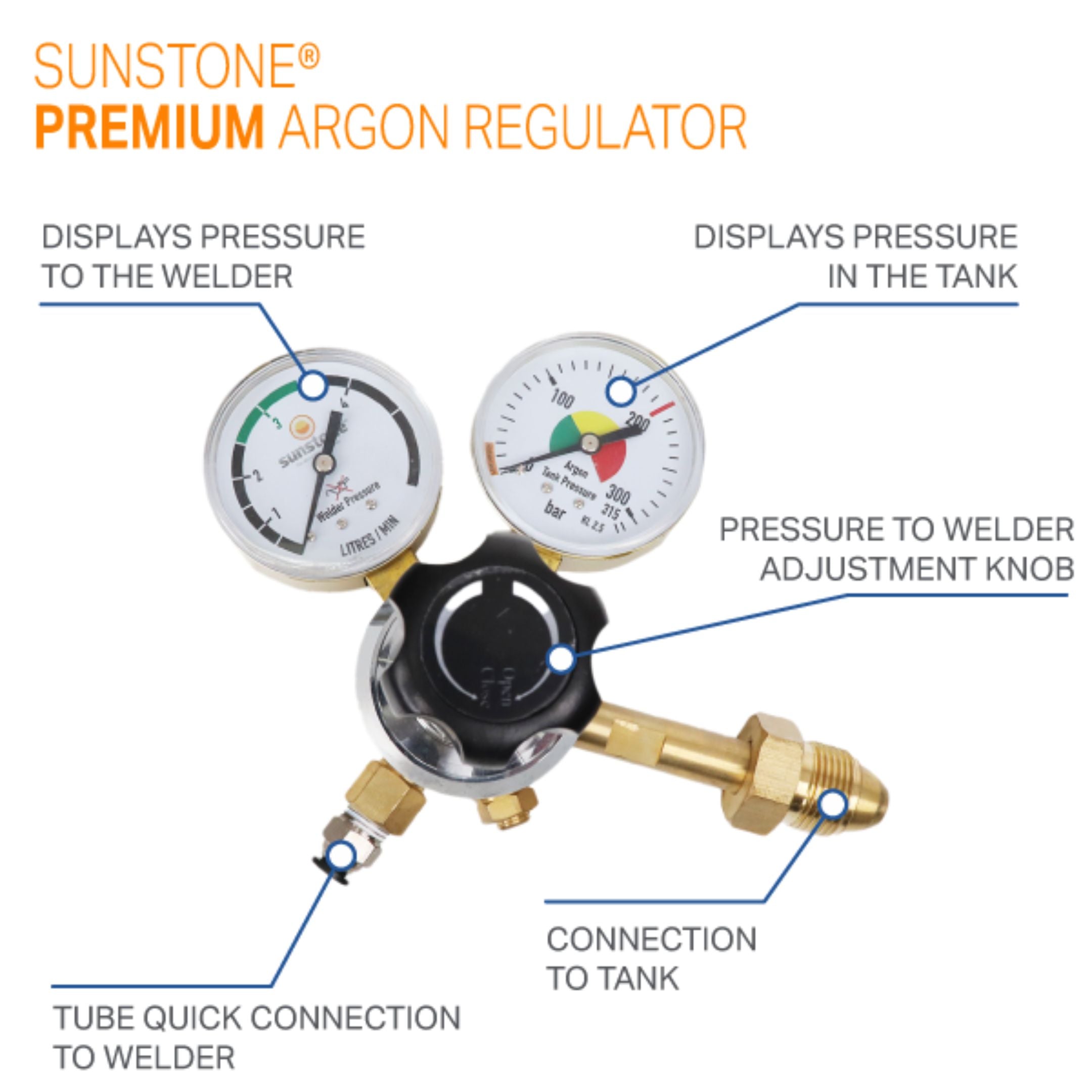 Régulateur de gaz argon premium