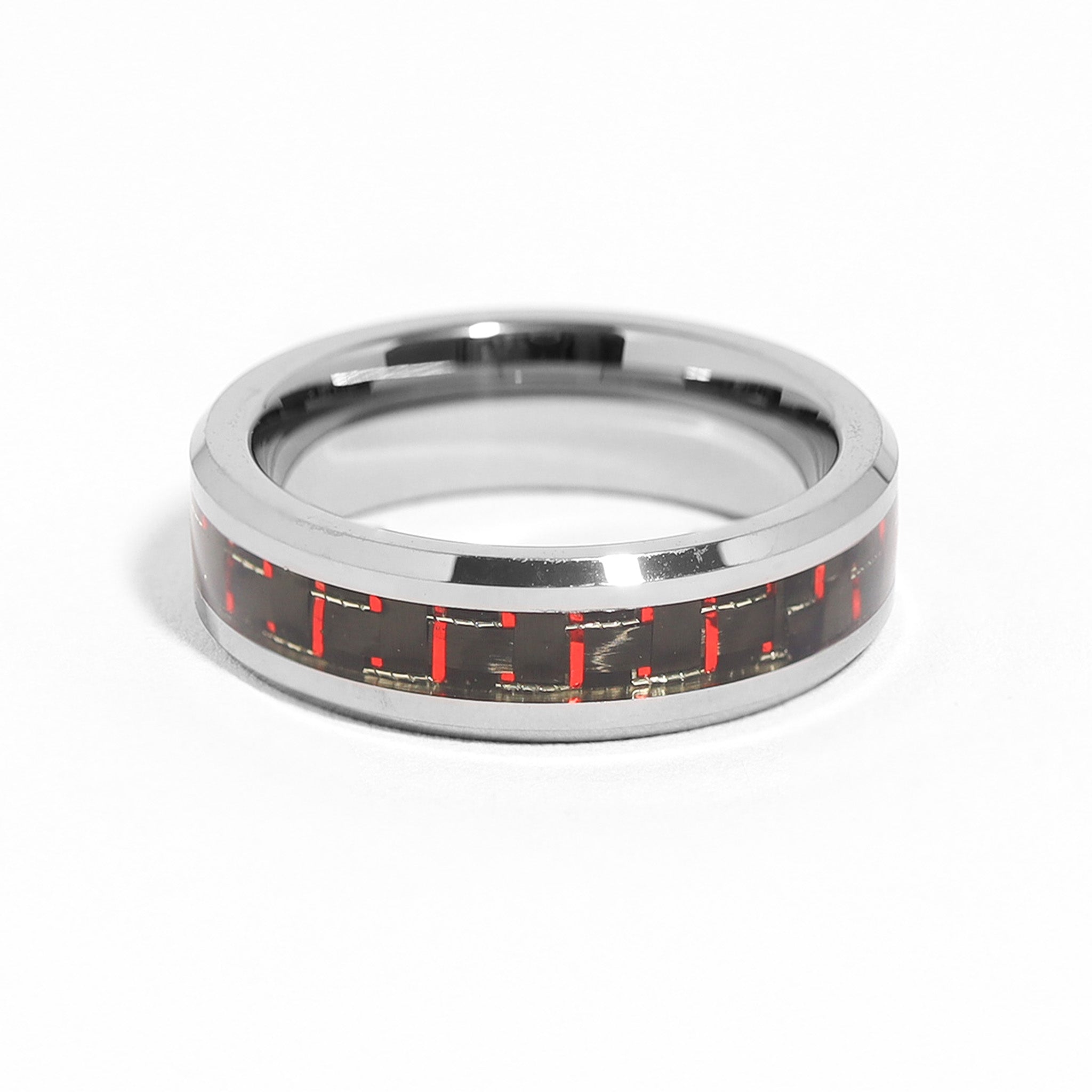 Tungsten Black &amp; Red Pattern Center Ring / TGR1000