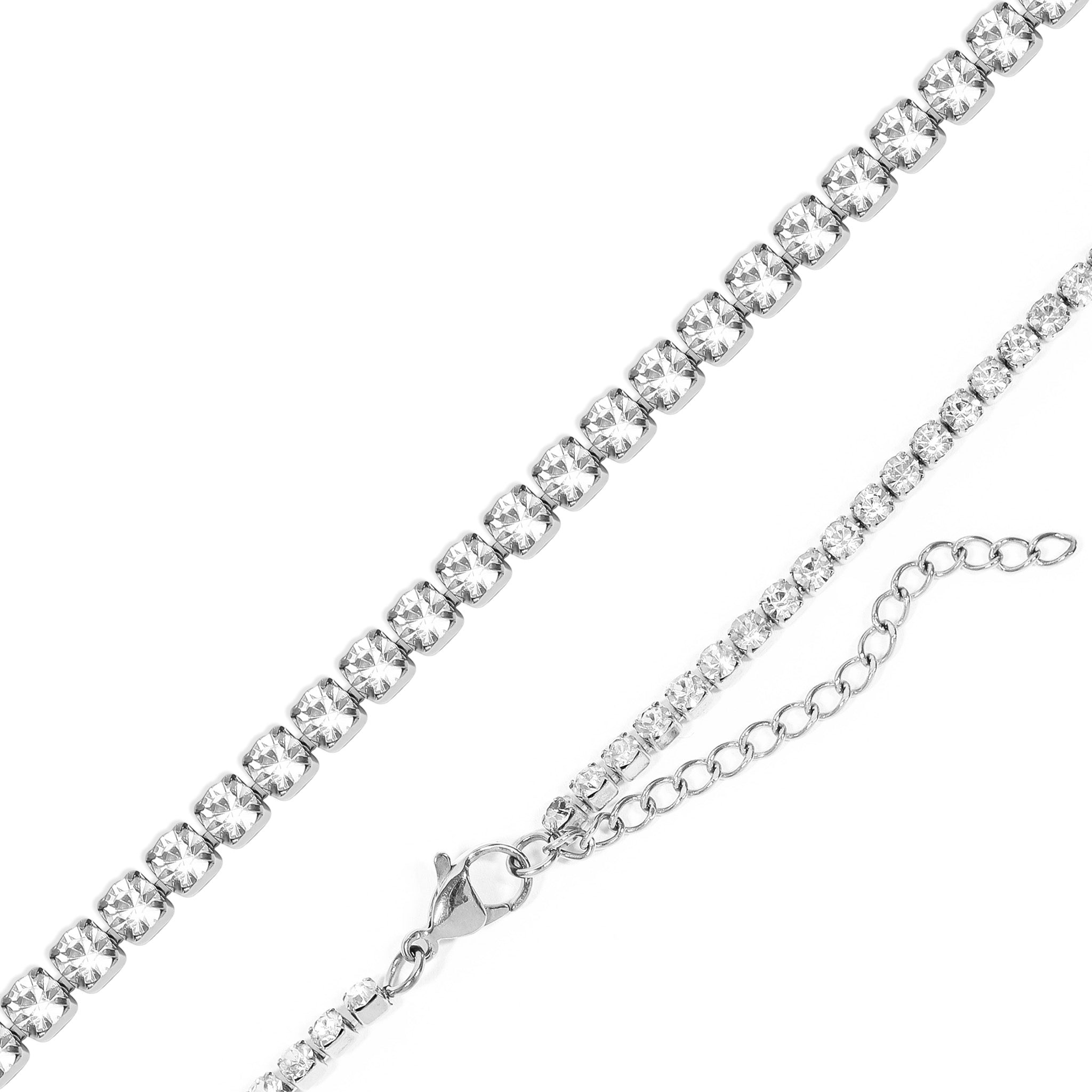 Stainless Steel CZ Tennis Chain Necklace / TNN0001