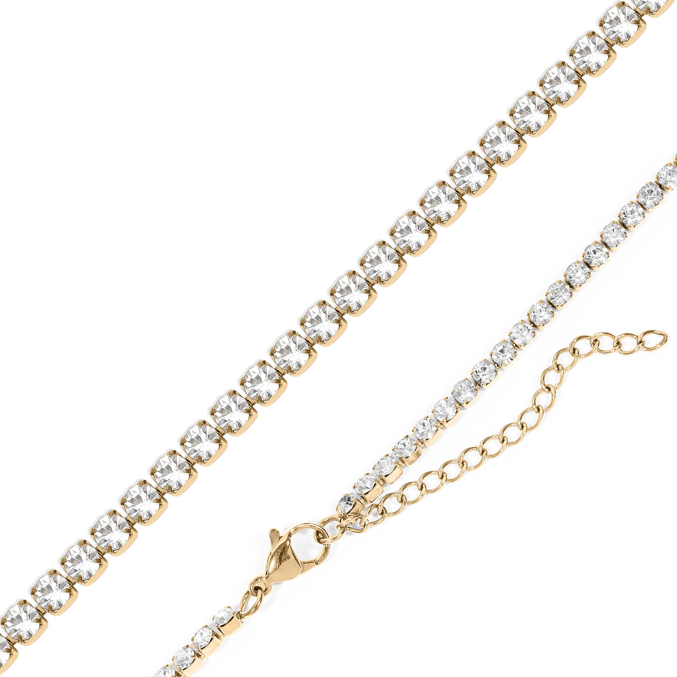 18K Gold PVD Stainless Steel CZ Tennis Chain Necklace / TNN0002