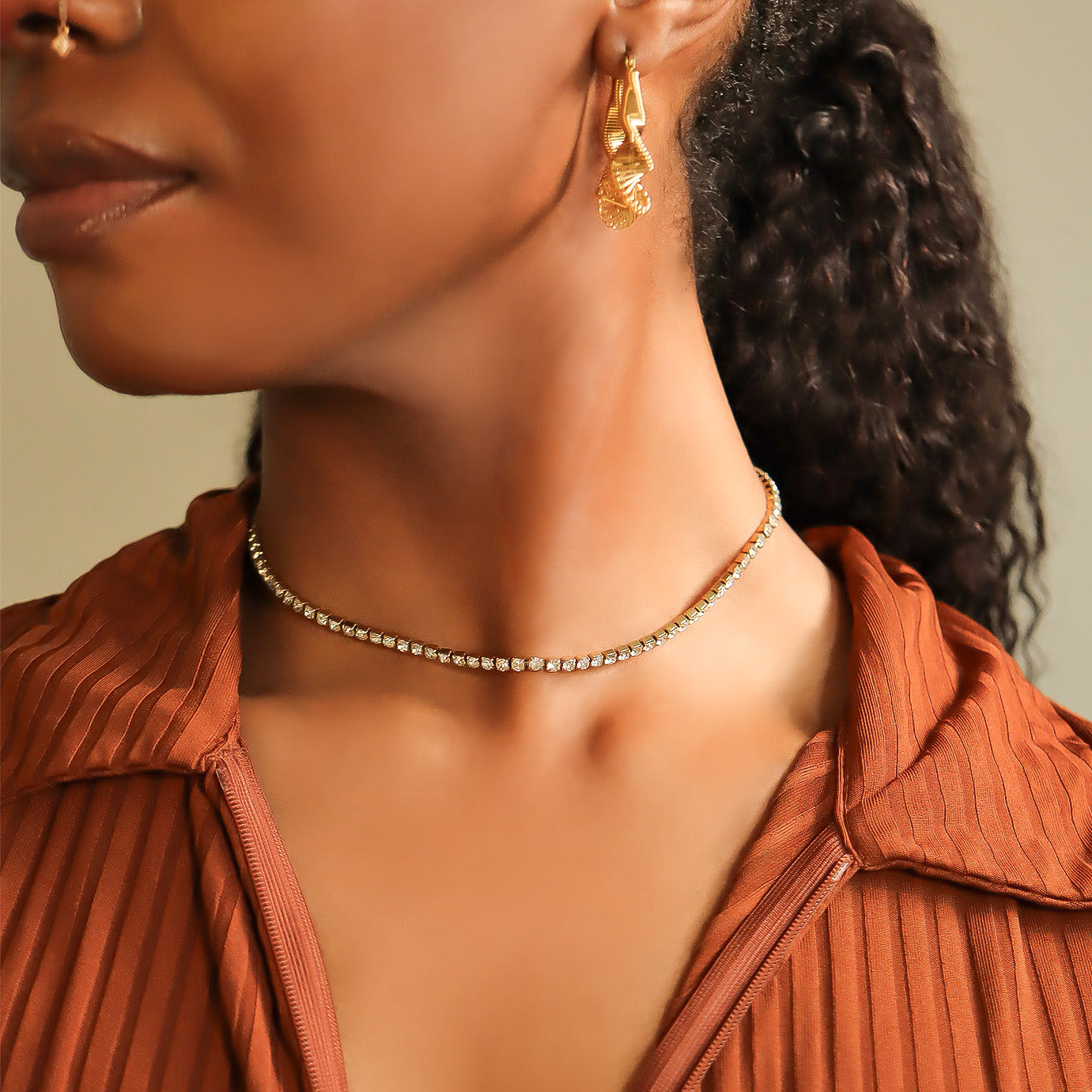 18K Gold PVD Stainless Steel CZ Tennis Chain Necklace