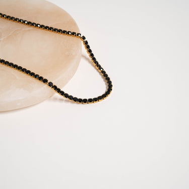 Jet Rhinestone Tennis Chain