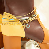 18K Gold PVD Stainless Steel Turquoise Rhinestone Tennis Chain Necklace 