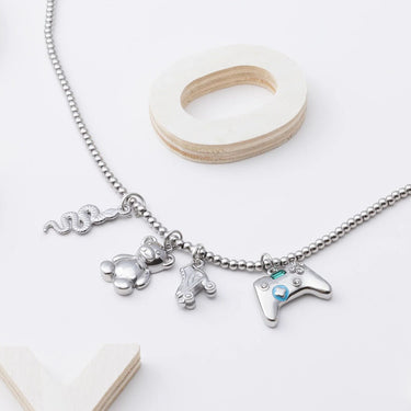 18K Gold PVD Stainless Steel Roller Skate Charm- silver toy collection 