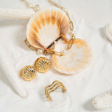 18K Gold PVD Stainless Steel Shell Huggies Earrings- gold collection studio 