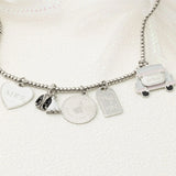 18K Gold PVD Stainless Steel Miss to Mrs tag Charm- silver studio collection shot 