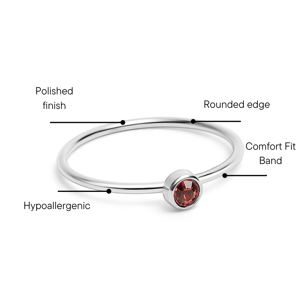 Rostfritt stål Birthstone Stapling Ring / ZRJ1000