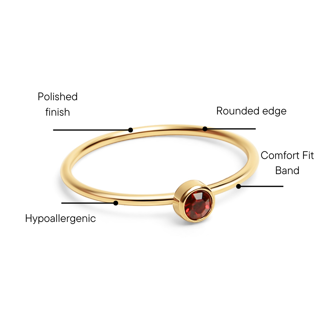 76 st 18K guld PVD-belagd rostfritt stål Birthstone Stacking Ring Set / BND0004