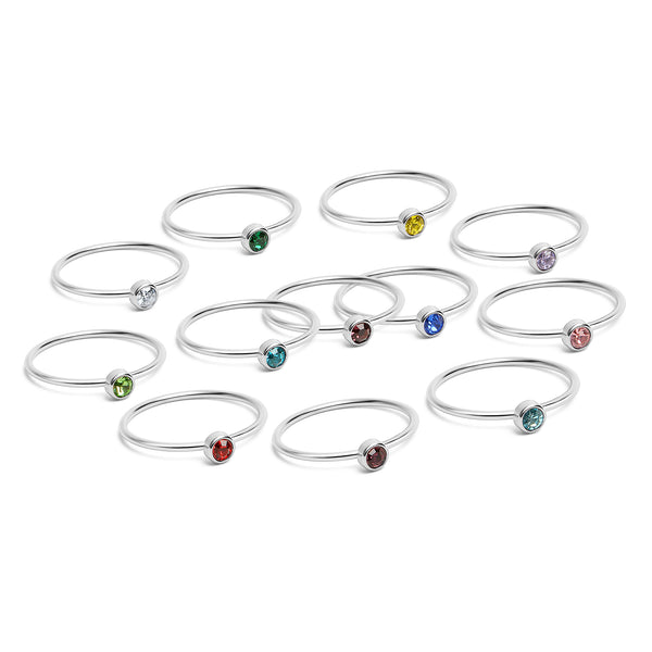 76 pc Stainless Steel Birthstone Stacking Ring Set / BND0003