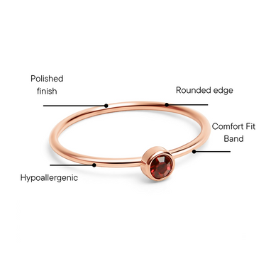 18K Roségold PVD Edelstahl Geburtsstein -Stapelringgröße 3/ZRJ1002