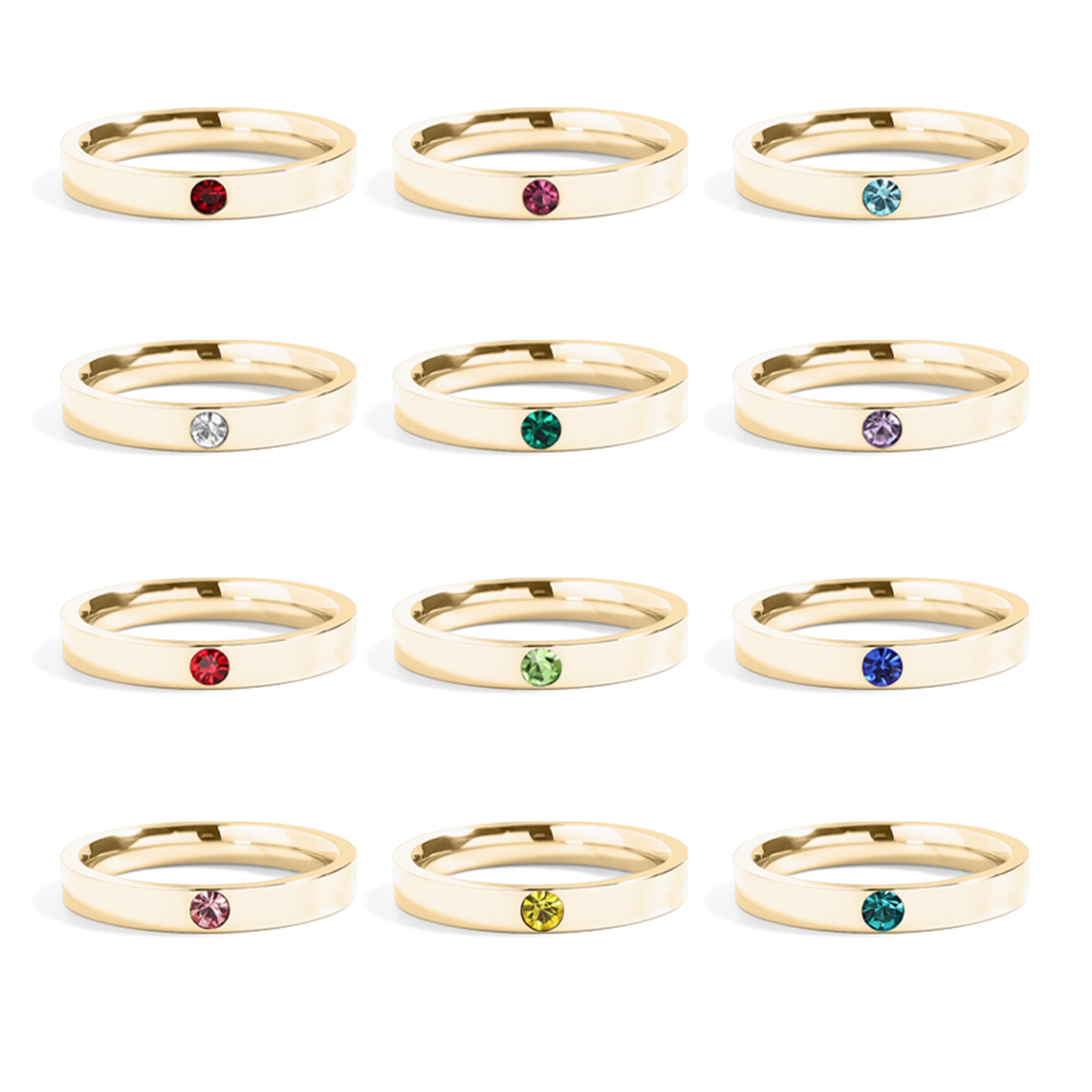 Birthstone Engravable Stacking Ring Group