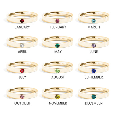 Birthstone Engravable Stacking Ring Group Text