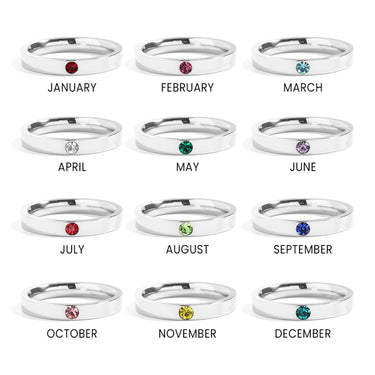 Birthstone Engravable Stacking Ring Group Text