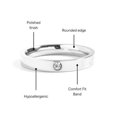 Stainless Steel Birthstone Engravable Stacking Ring Feature Graphic