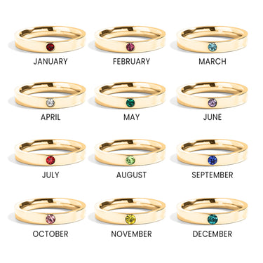 Birthstone Engravable Stacking Ring Group Text