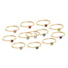 76 pc 18K Gold PVD Coated Stainless Steel Birthstone Stacking Ring Set / BND0004