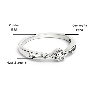 Polished Stainless Steel CZ Ring Feature Graphic