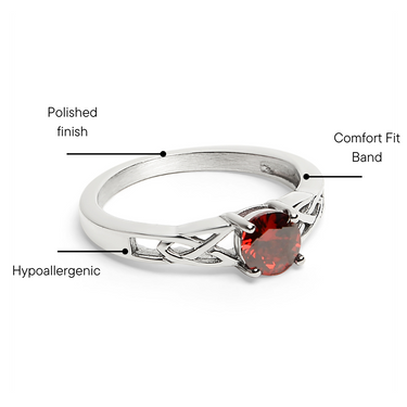 Stainless Steel CZ Stone Celtic Ring Features Graphic