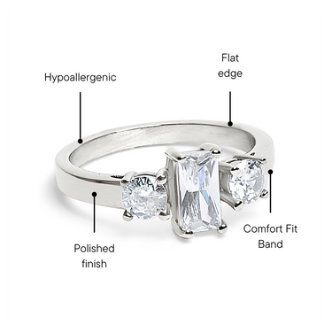 Rectangular CZ Accent Stones Ring Feature Graphic