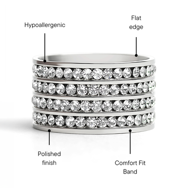 CZ Eternity Quadruple Stainless Steel Ring