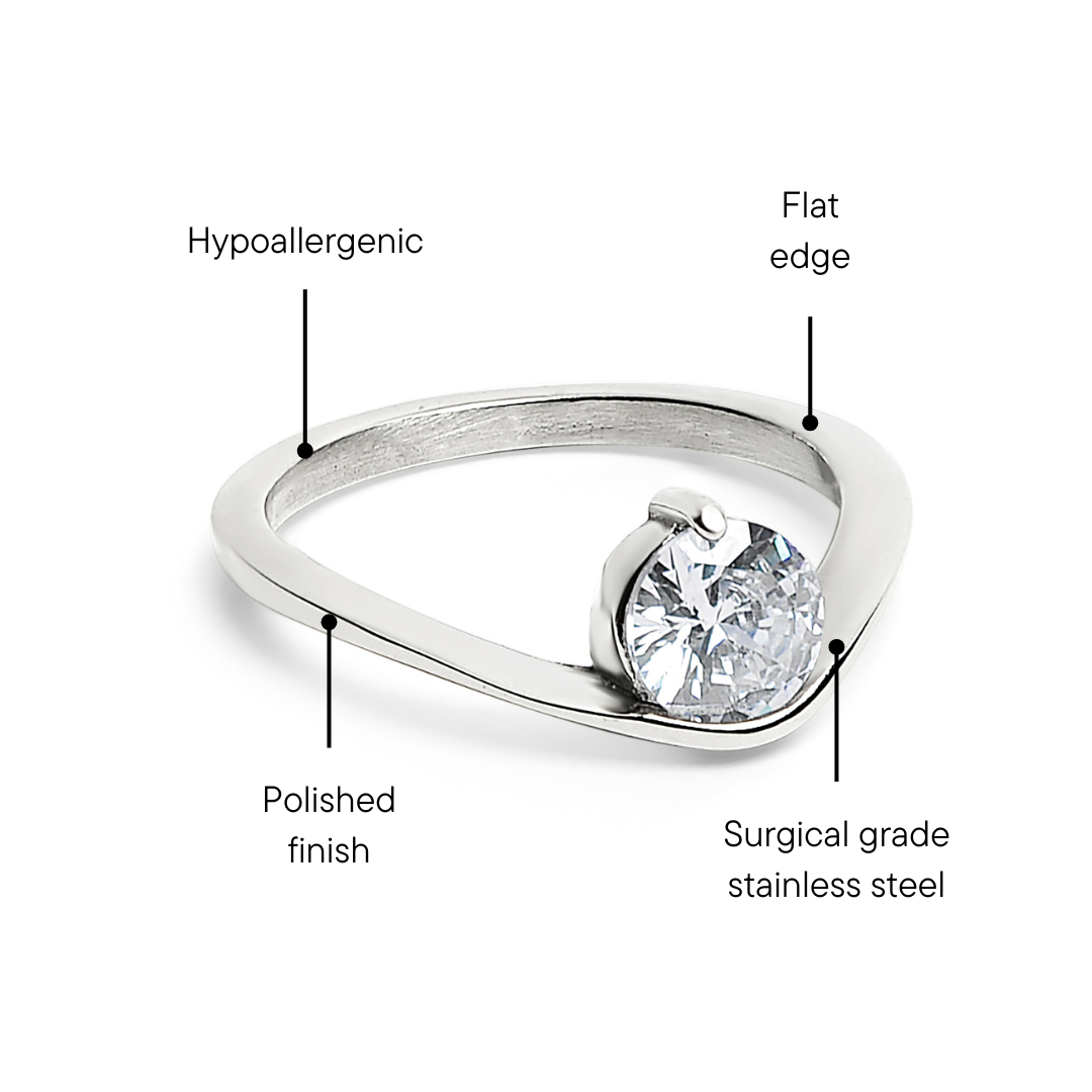 Stainless Steel CZ Ring Feature Graphic