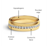 Highly Polished Gold Stainless Steel CZ Center Ring Feature Graphic