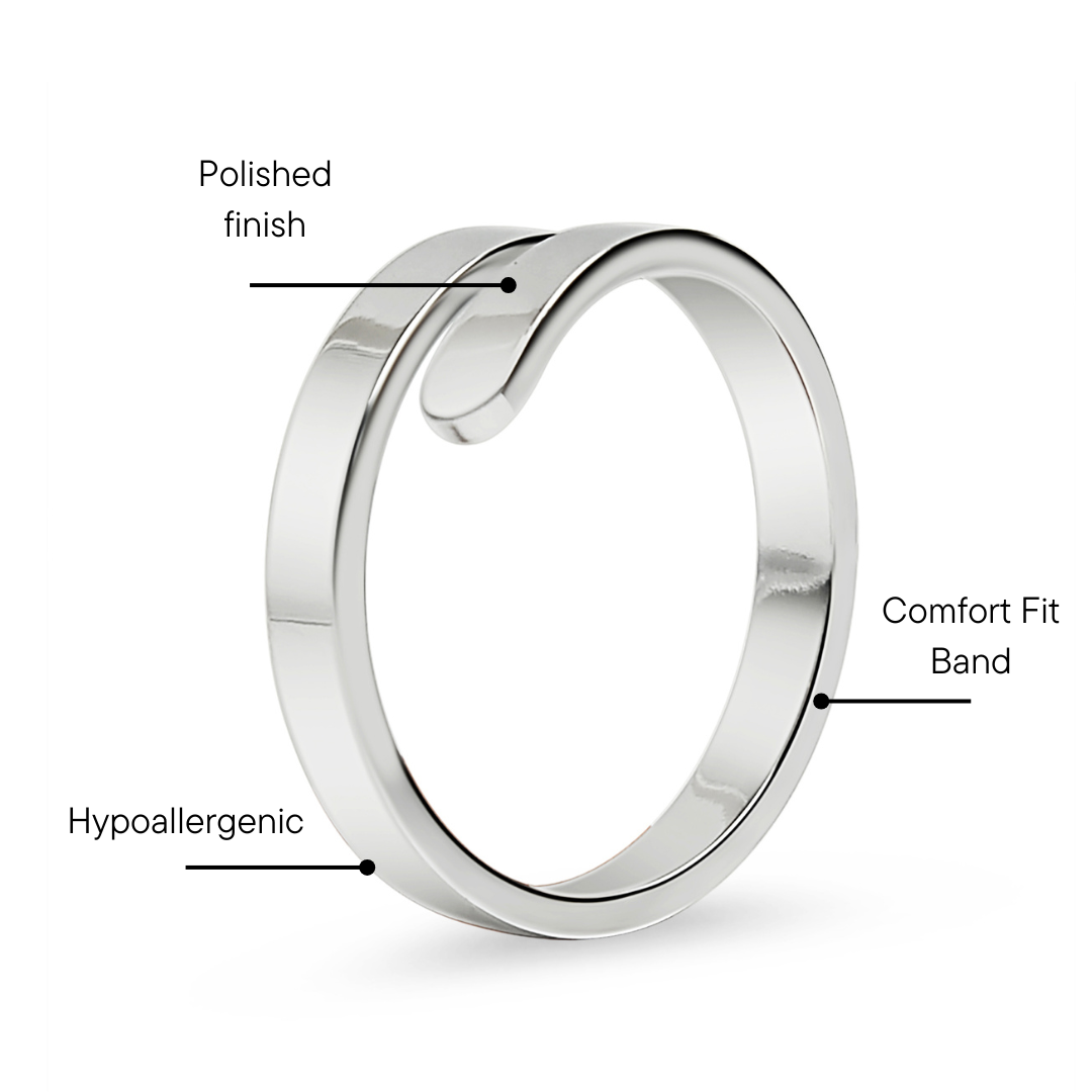 Stainless Steel Blank Engravable 2 Name Wrap Ring Feature Graphic