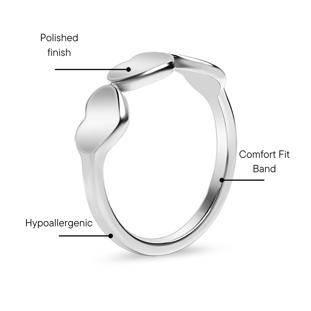 Stainless Steel Blank Engravable 3 Heart Ring Feature Graphic