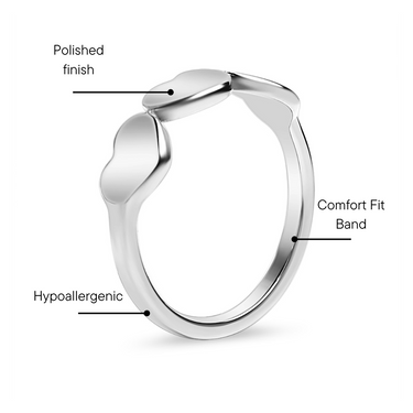 Stainless Steel Blank Engravable 3 Heart Ring Feature Graphic