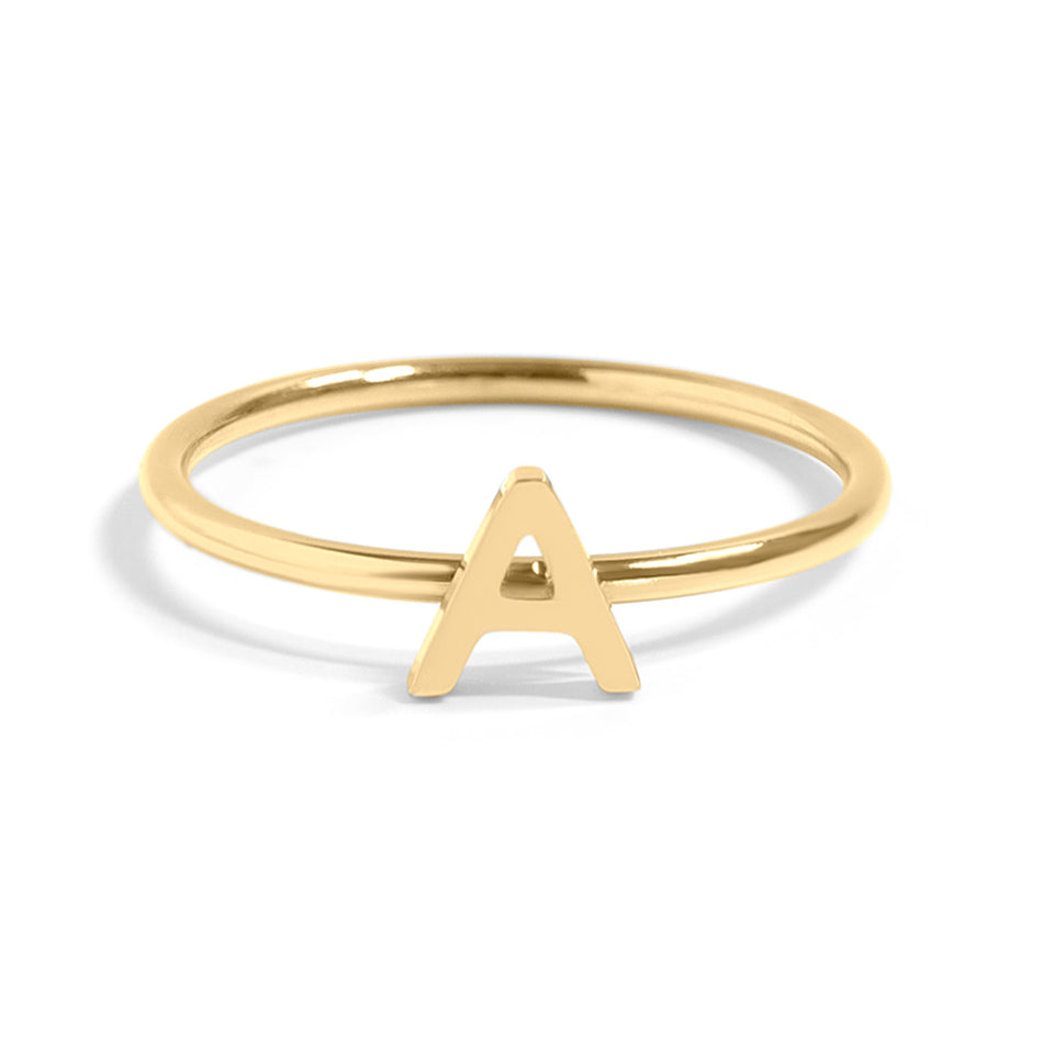 18K Gold PVD Stainless Steel Initial Stacking Rings A-M