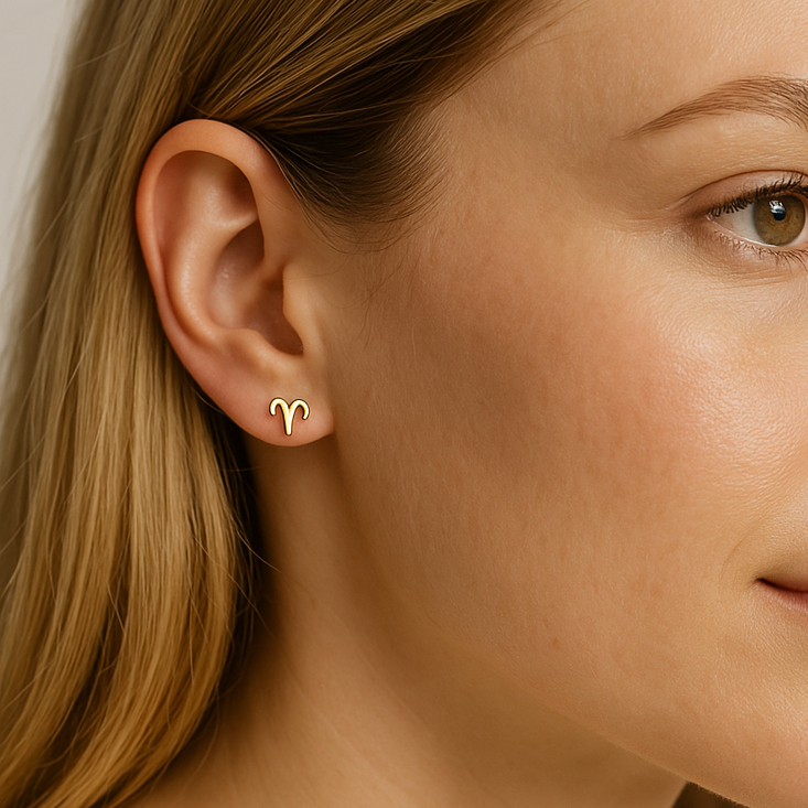 Aries Zodiac Stud Earrings