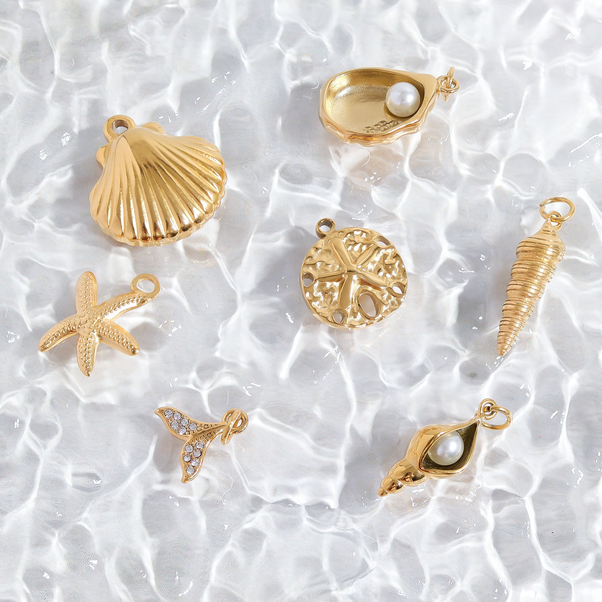 Various shell and sea charms