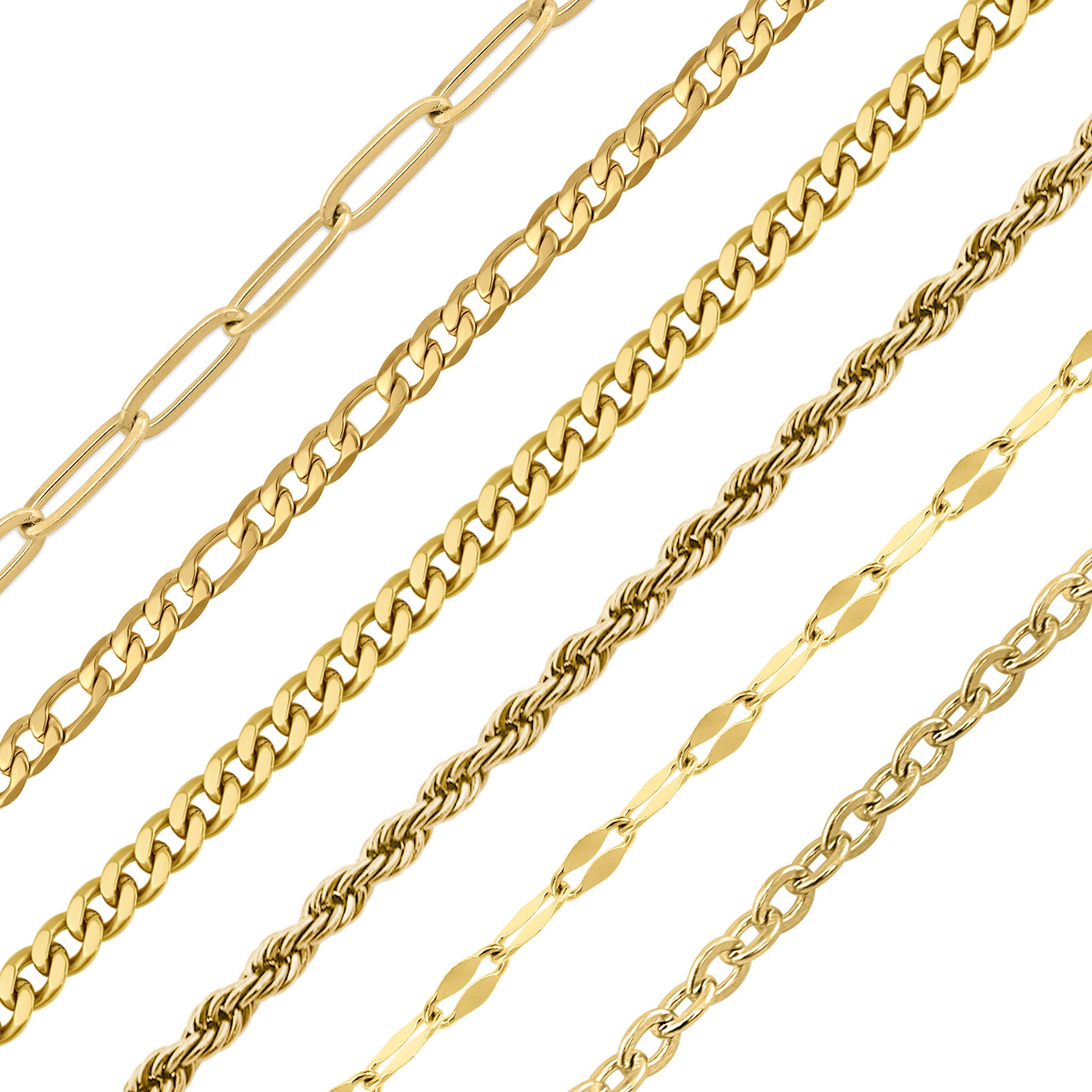 "Best Sellers" 18K Gold PVD Assorted Chain Necklace Set / BND0042