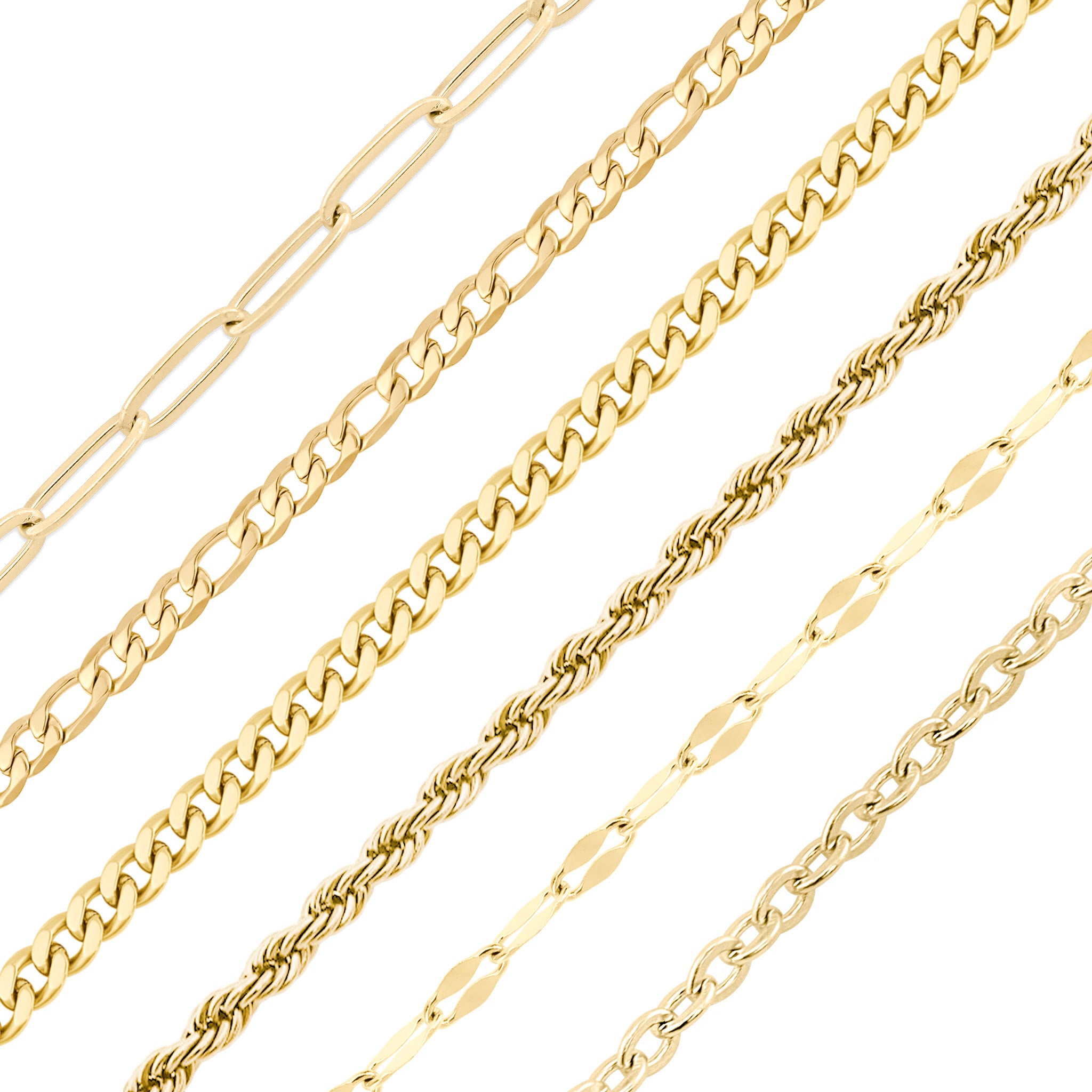 "Best Sellers" 18K guld PVD Assorted Chain Halsband Set / BND0042