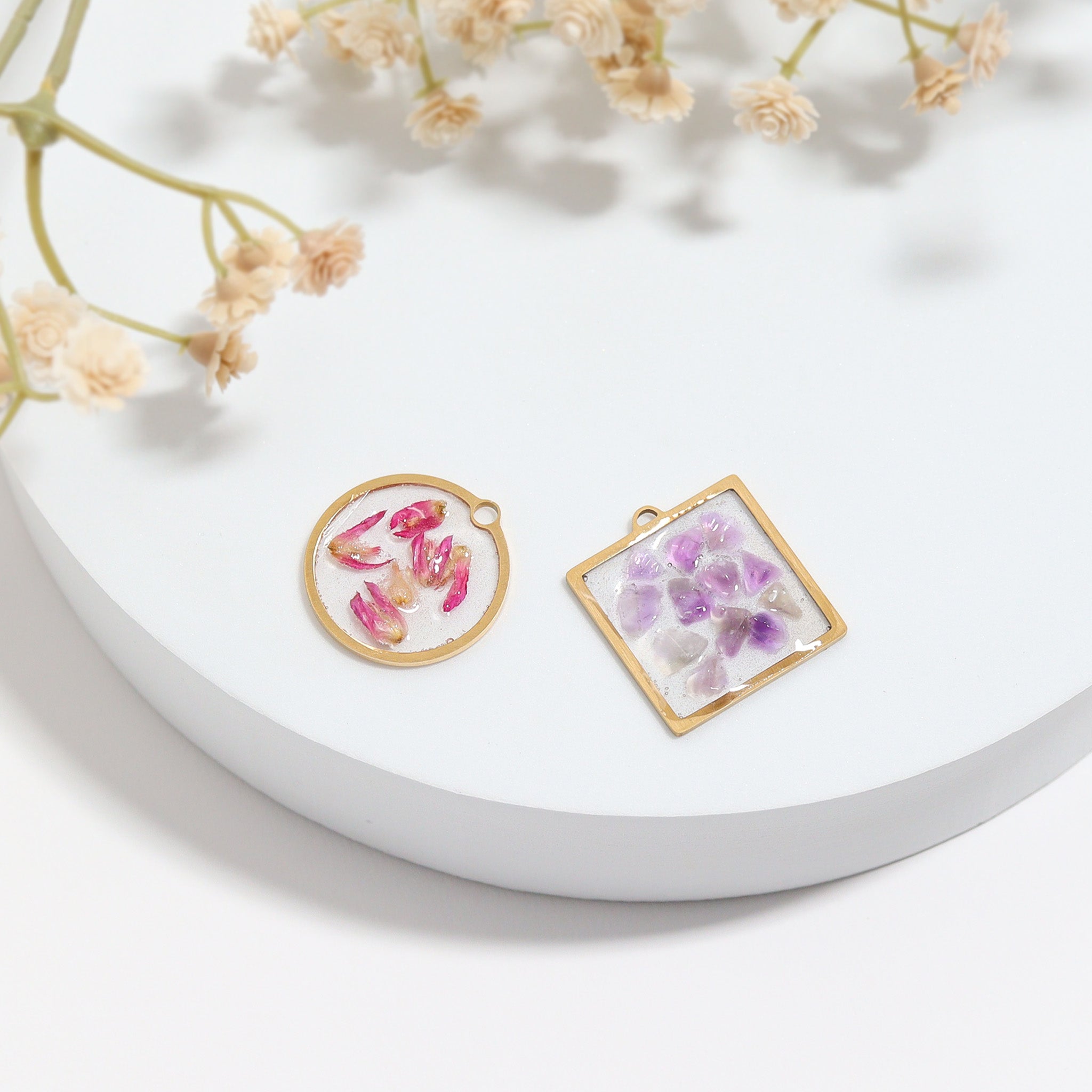 Gold Open Back Square Bezel Pendant