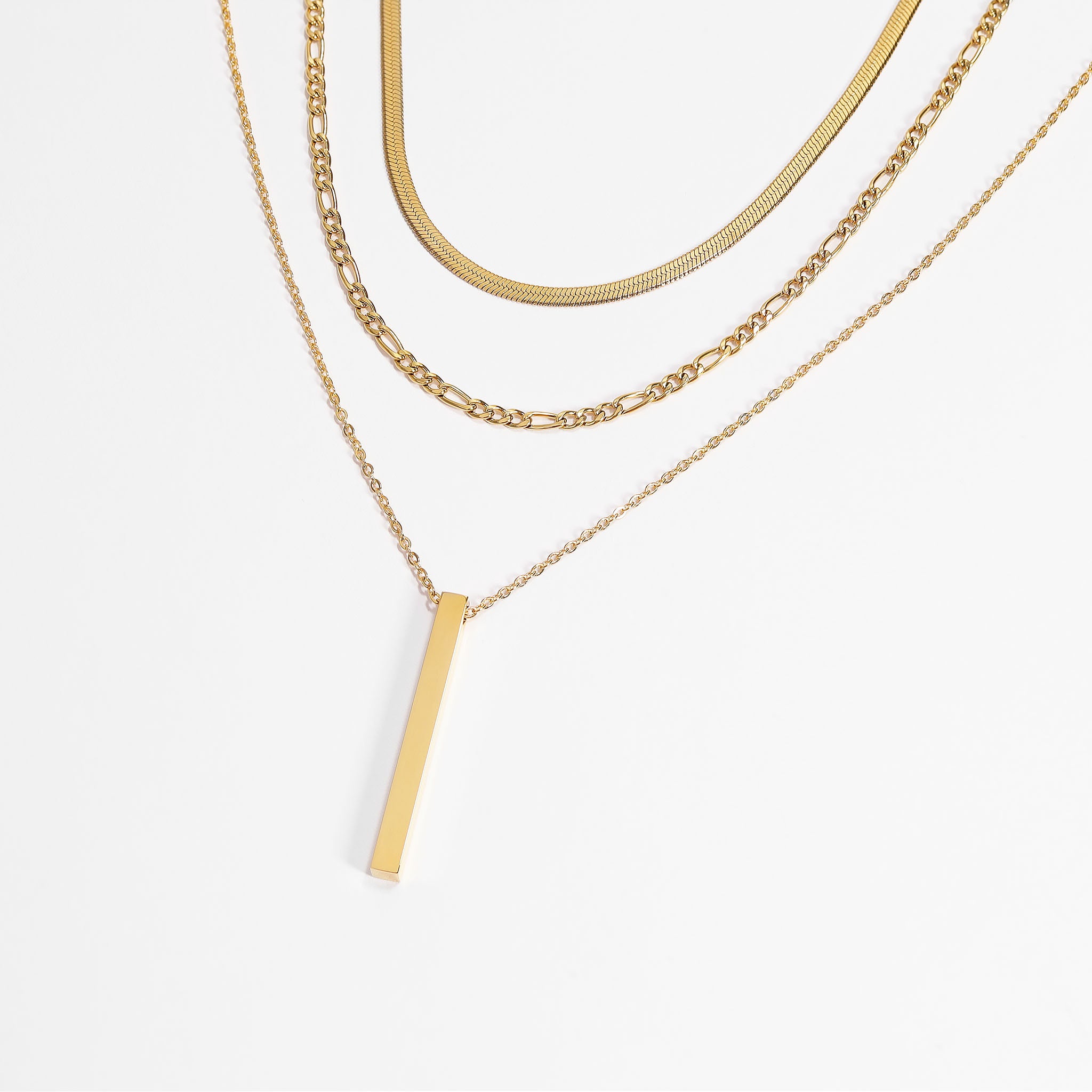45 pc 18k Gold PVD Bar à barre verticale Collier en couches/BND0030