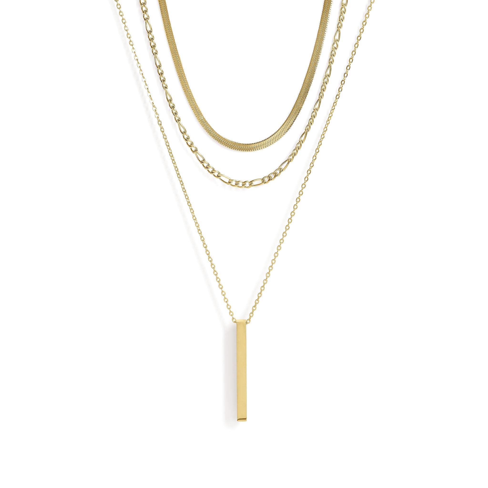 45 pc 18K Gold PVD Vertical Bar Layered Necklace Set / BND0030