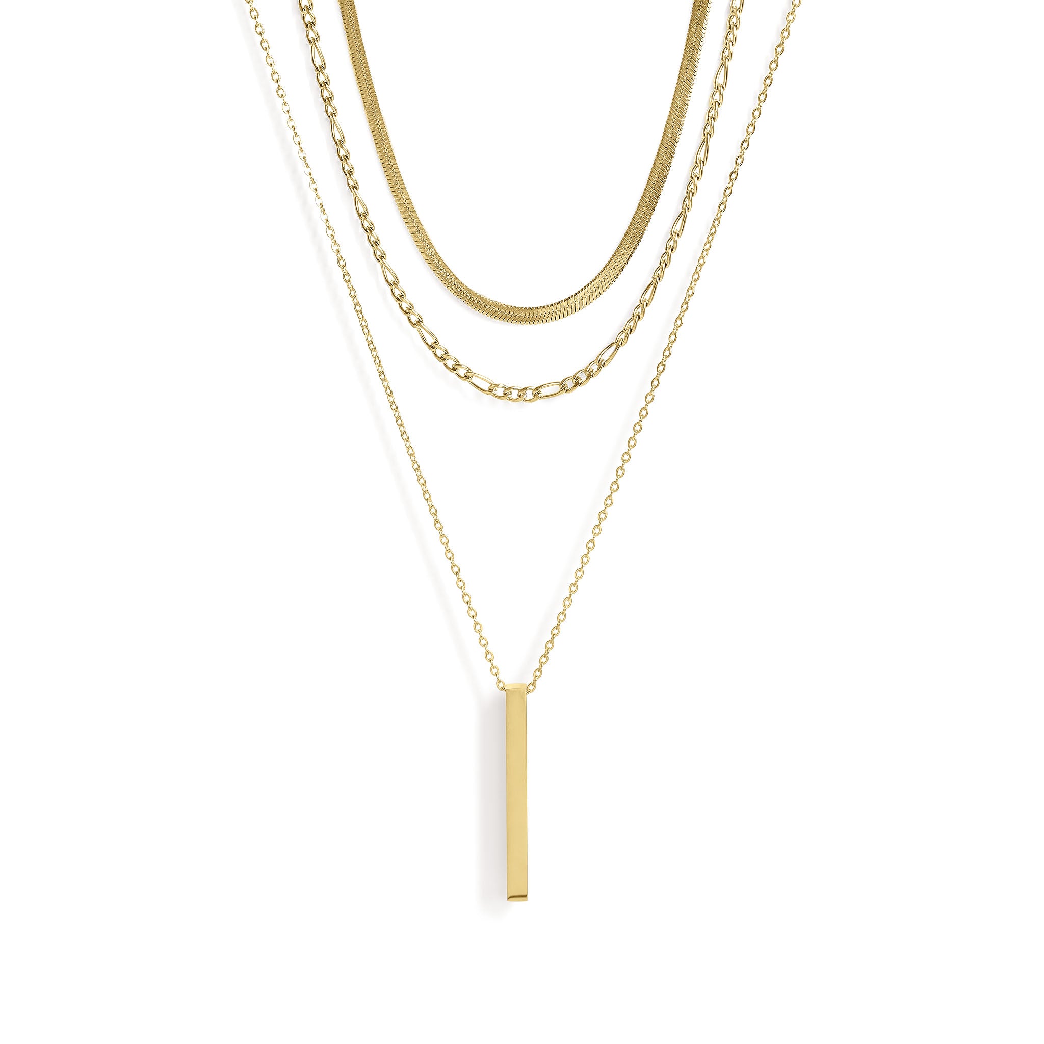45 pc 18k Gold PVD Bar à barre verticale Collier en couches/BND0030