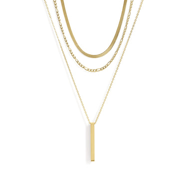 45 PC 18K Gold PVD vertikale Stabschicht Halskette Set/BND0030