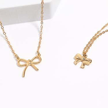18K Gold PVD Stainless Steel Ribbon Bow Charm