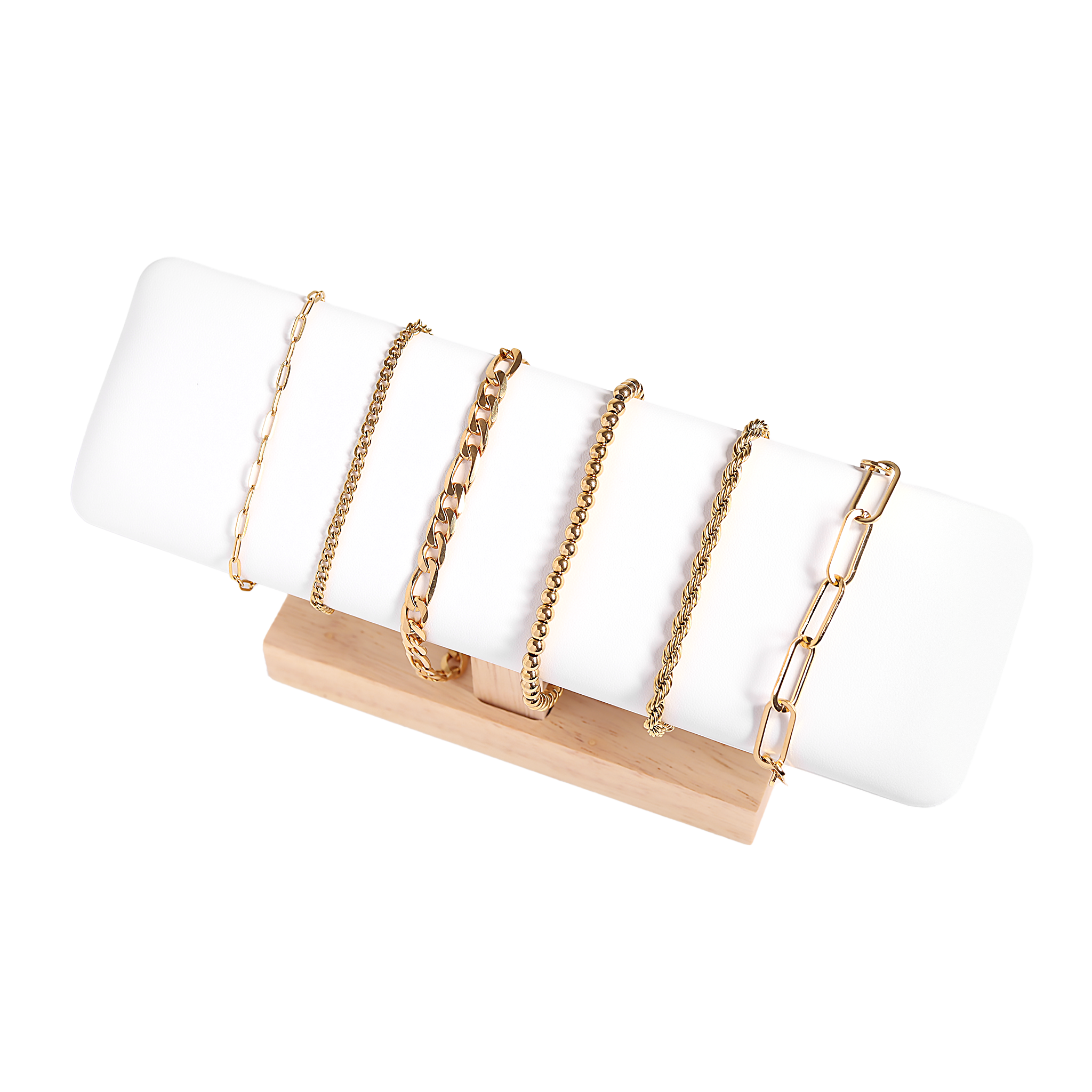 Natural Wood & Leather Single Tier Armband Display / DSP0023